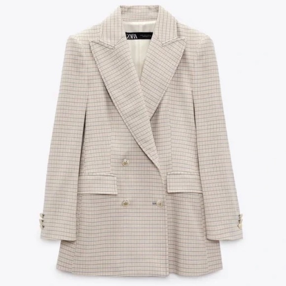 Double breasted Zara blazer - beige with gold buttons - Picture 1 of 12